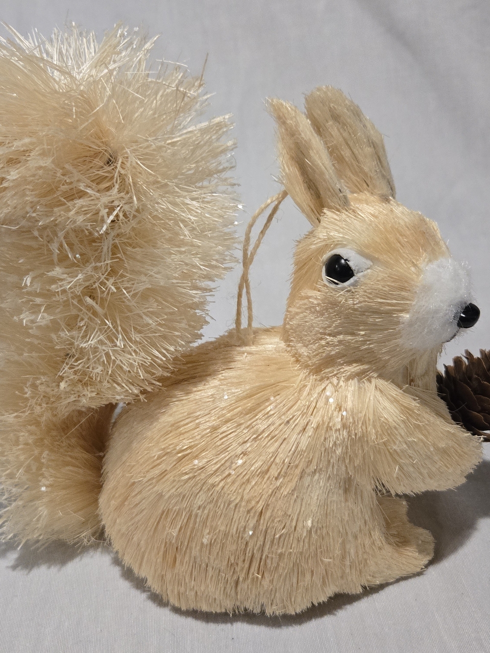 Vintage Sisal Bottle Brush Squirrel Christmas Ornament Table Decor Woodland Deco